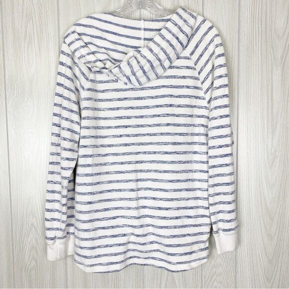 Disney Cruise Line | White & Blue Striped Terrycloth Embroidered Hoodie Large - Picture 2 of 12